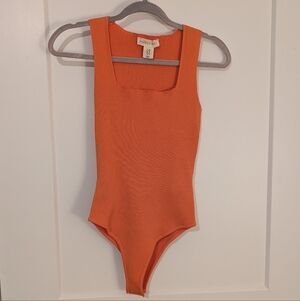 Orange Ribbed Tank Top